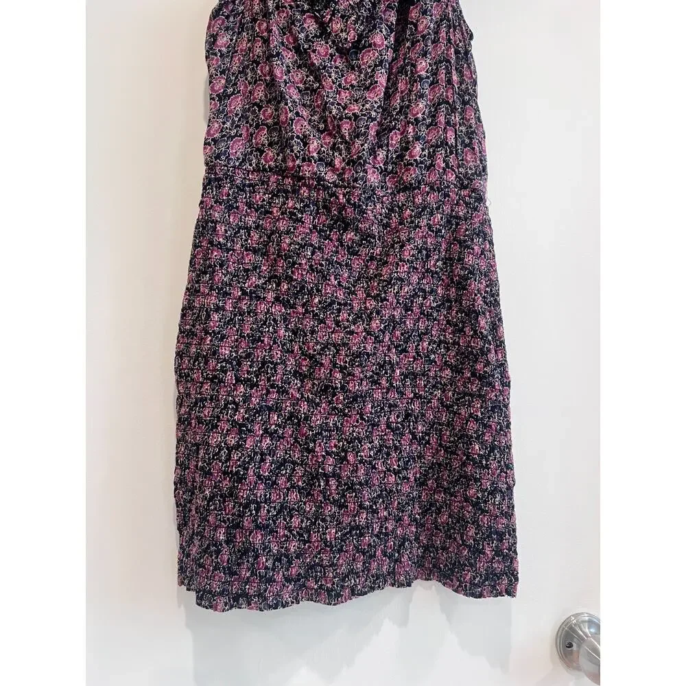Free People Smocked Floral Mini Dress Large Ruffle Boho Summer Chic Vacation